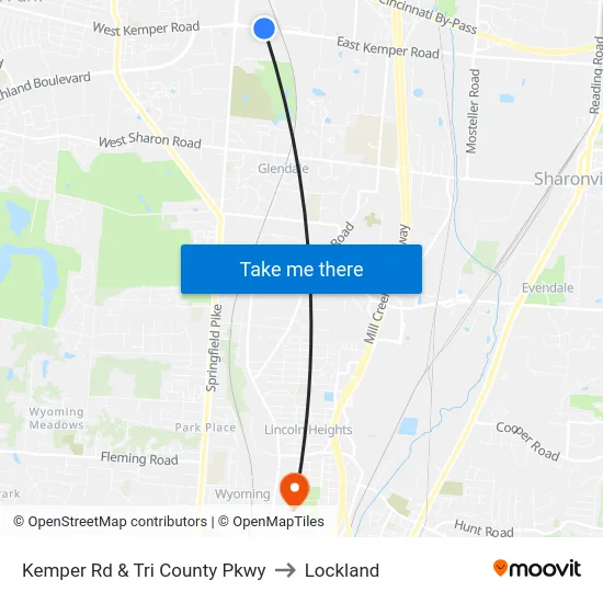 Kemper Rd & Tri County Pkwy to Lockland map