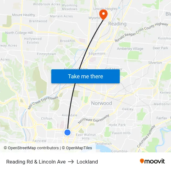 Reading Rd & Lincoln Ave to Lockland map