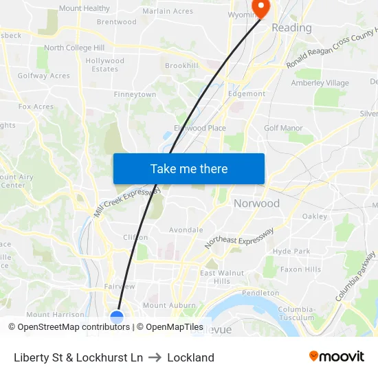 Liberty St & Lockhurst Ln to Lockland map