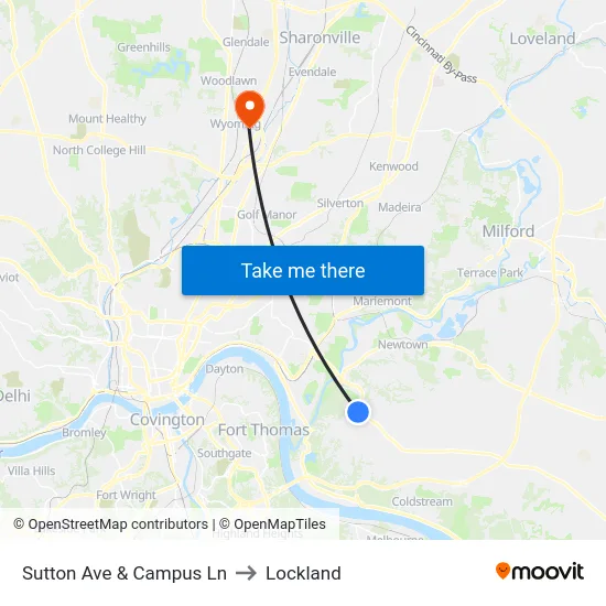 Sutton Ave & Campus Ln to Lockland map