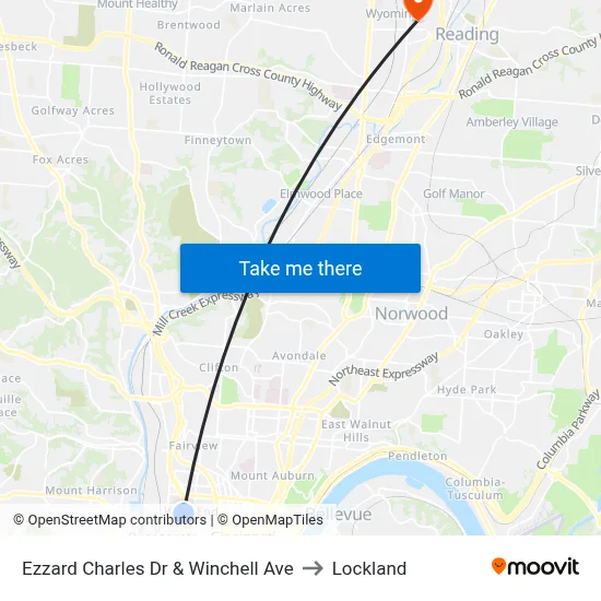 Ezzard Charles Dr & Winchell Ave to Lockland map