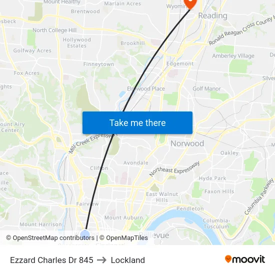 Ezzard Charles Dr 845 to Lockland map
