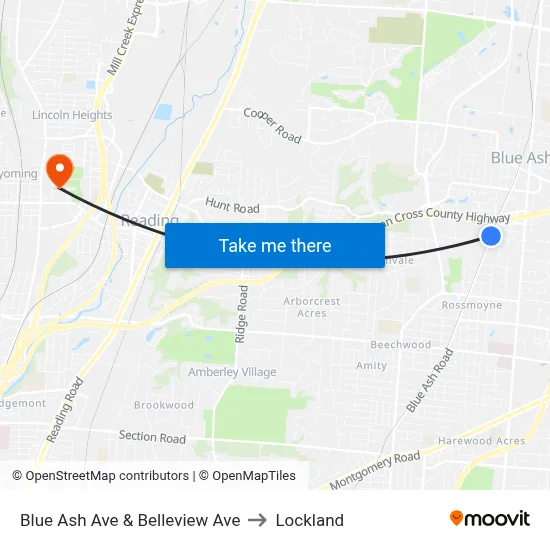 Blue Ash Ave & Belleview Ave to Lockland map