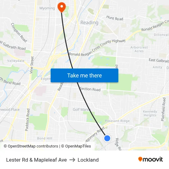 Lester Rd & Mapleleaf Ave to Lockland map