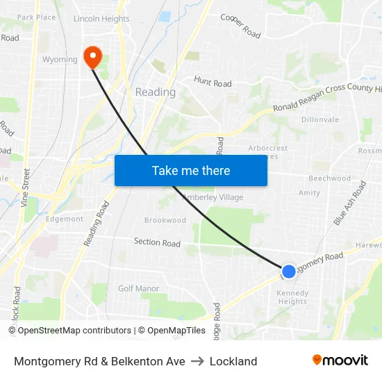 Montgomery Rd & Belkenton Ave to Lockland map