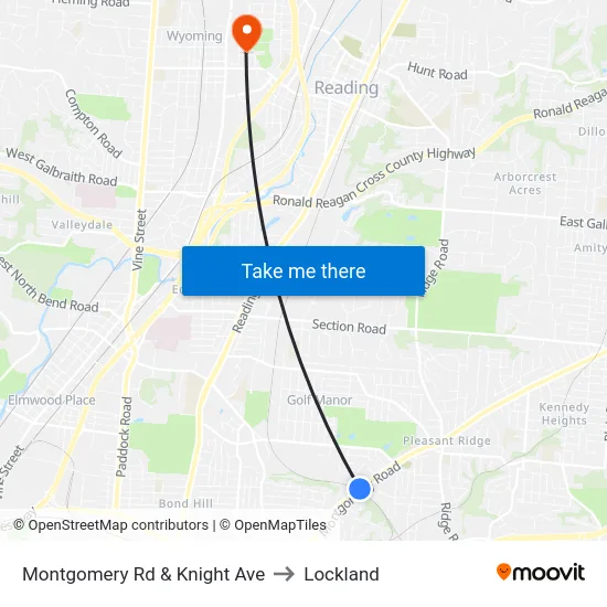 Montgomery Rd & Knight Ave to Lockland map