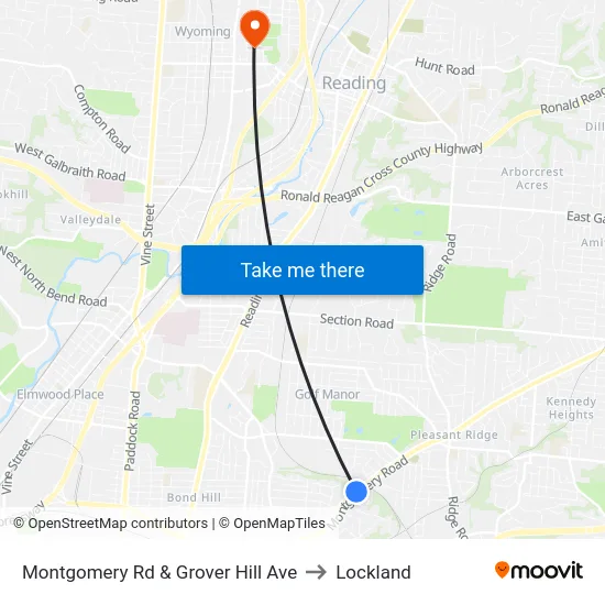 Montgomery Rd & Grover Hill Ave to Lockland map