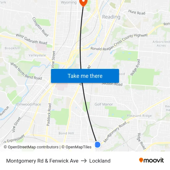 Montgomery Rd & Fenwick Ave to Lockland map