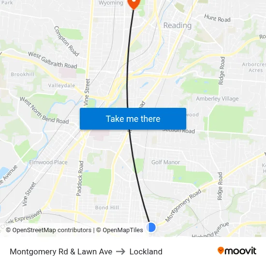 Montgomery Rd & Lawn Ave to Lockland map