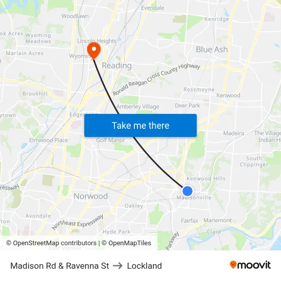 Madison Rd & Ravenna St to Lockland map