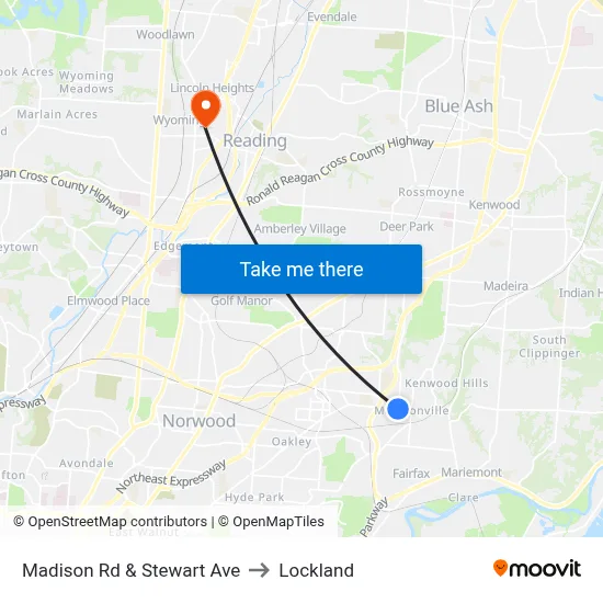 Madison Rd & Stewart Ave to Lockland map