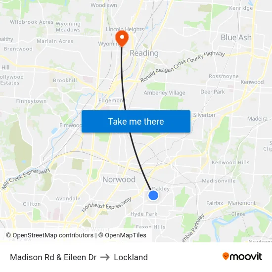 Madison Rd & Eileen Dr to Lockland map
