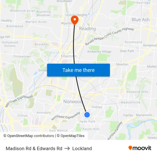 Madison Rd & Edwards Rd to Lockland map