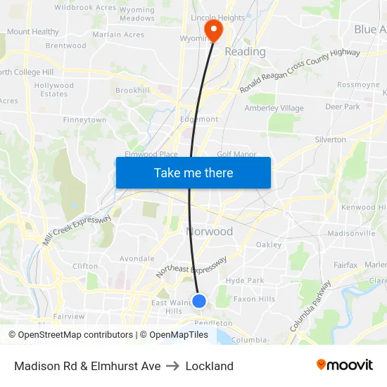 Madison Rd & Elmhurst Ave to Lockland map