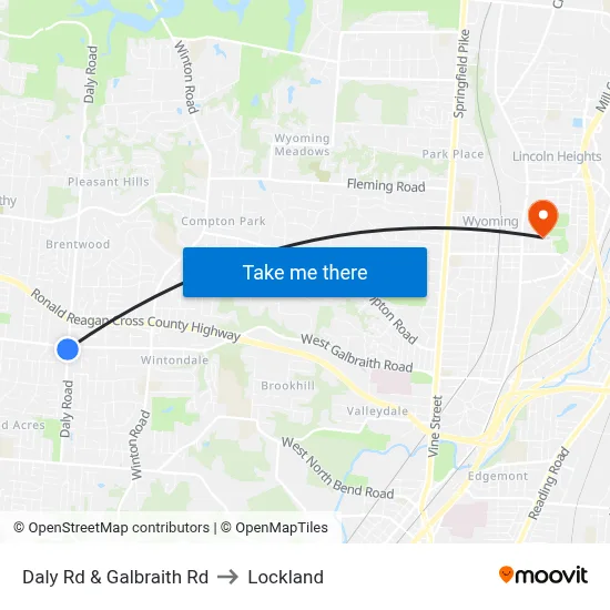 Daly Rd & Galbraith Rd to Lockland map