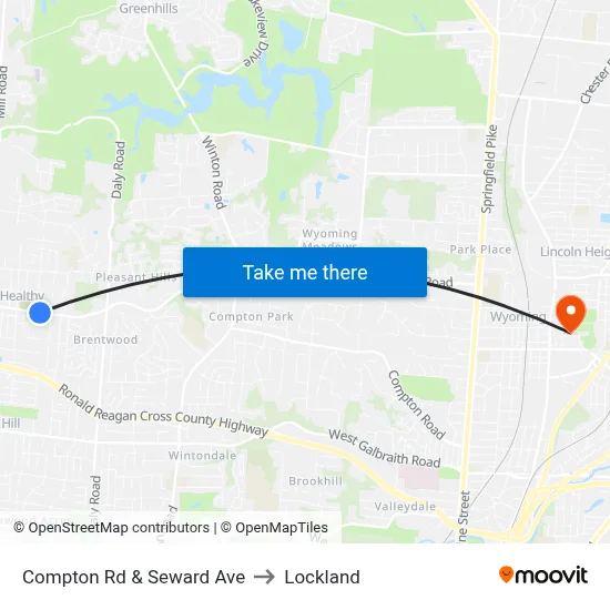 Compton Rd & Seward Ave to Lockland map