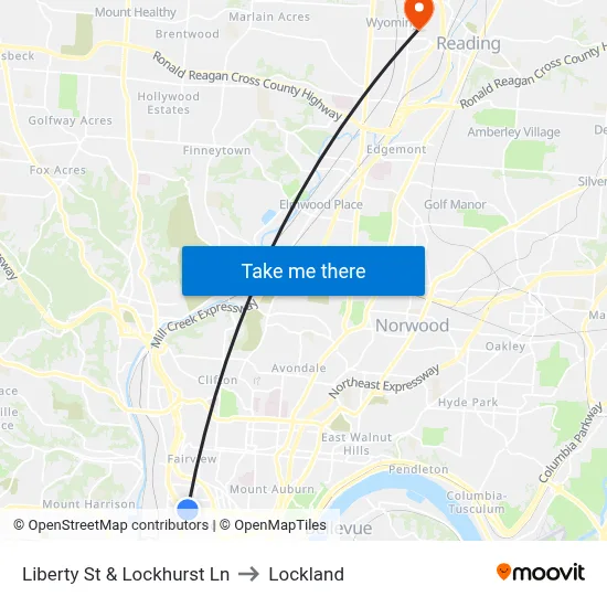 Liberty St & Lockhurst Ln to Lockland map