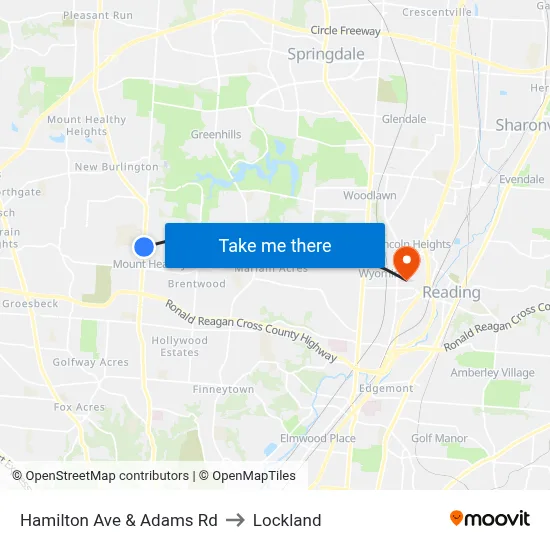 Hamilton Ave & Adams Rd to Lockland map