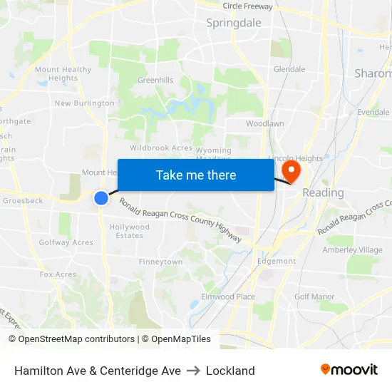Hamilton Ave & Centeridge Ave to Lockland map