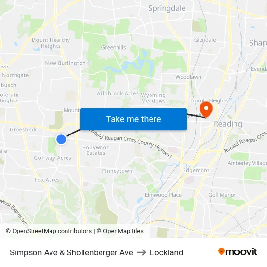 Simpson Ave & Shollenberger Ave to Lockland map