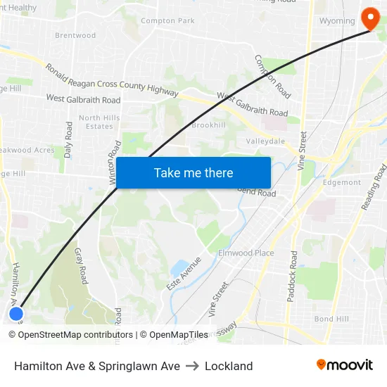Hamilton Ave & Springlawn Ave to Lockland map