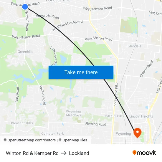 Winton Rd & Kemper Rd to Lockland map