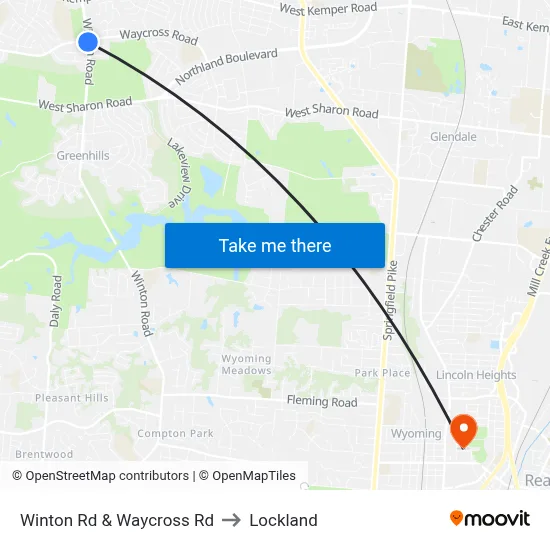 Winton Rd & Waycross Rd to Lockland map