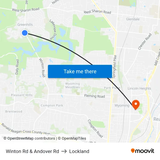 Winton Rd & Andover Rd to Lockland map