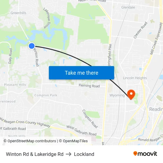 Winton Rd & Lakeridge Rd to Lockland map