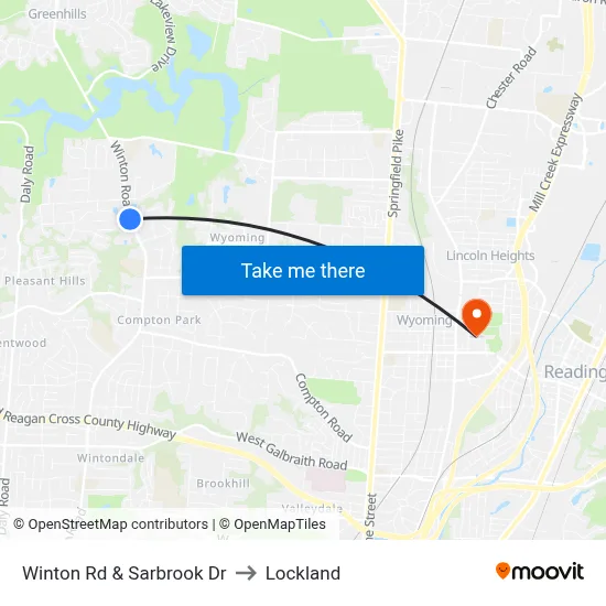 Winton Rd & Sarbrook Dr to Lockland map