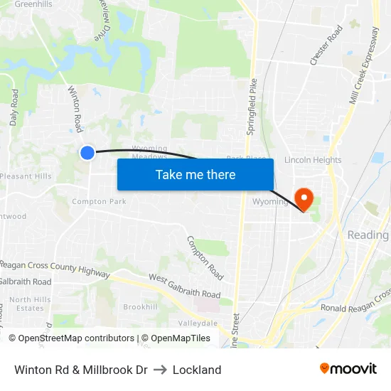 Winton Rd & Millbrook Dr to Lockland map