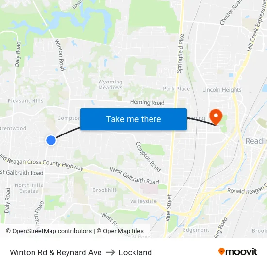 Winton Rd & Reynard Ave to Lockland map