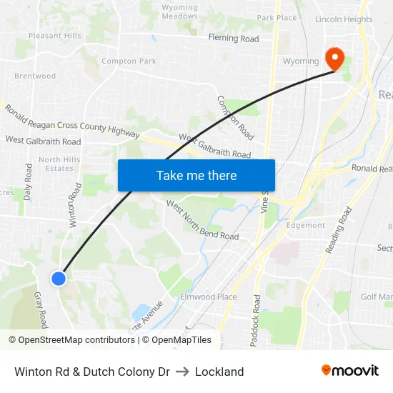 Winton Rd & Dutch Colony Dr to Lockland map