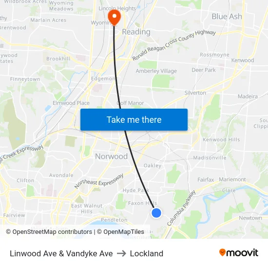 Linwood Ave & Vandyke Ave to Lockland map