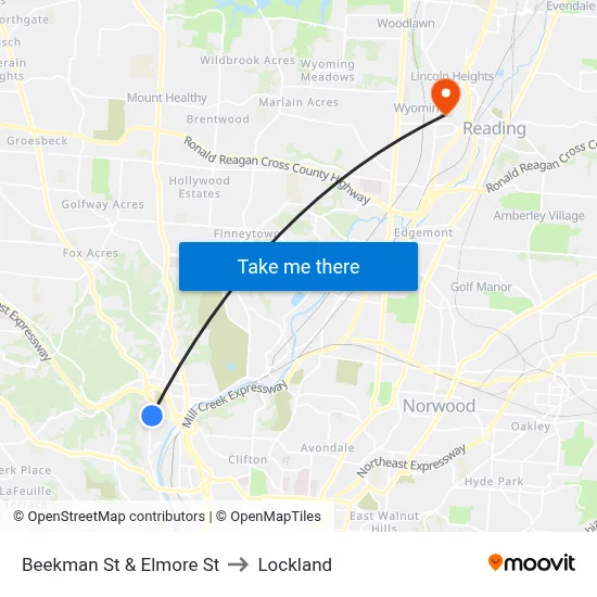 Beekman St & Elmore St to Lockland map