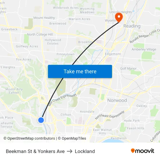 Beekman St & Yonkers Ave to Lockland map