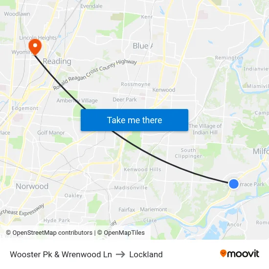 Wooster Pk & Wrenwood Ln to Lockland map