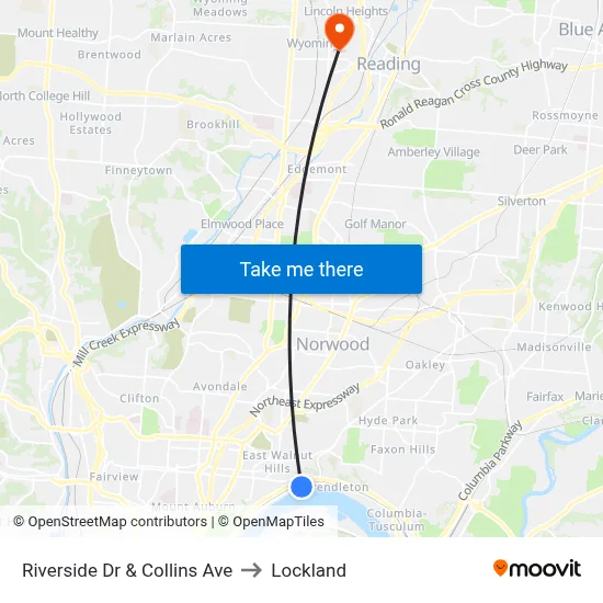 Riverside Dr & Collins Ave to Lockland map