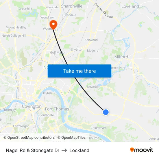 Nagel Rd & Stonegate Dr to Lockland map