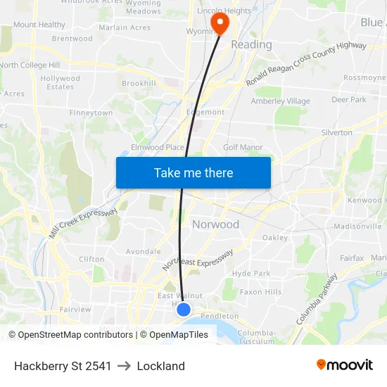 Hackberry St 2541 to Lockland map