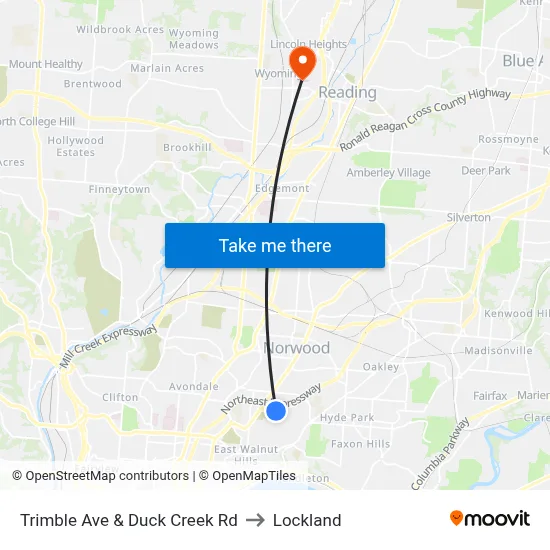 Trimble Ave & Duck Creek Rd to Lockland map