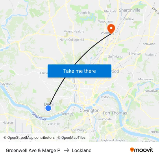 Greenwell Ave & Marge Pl to Lockland map