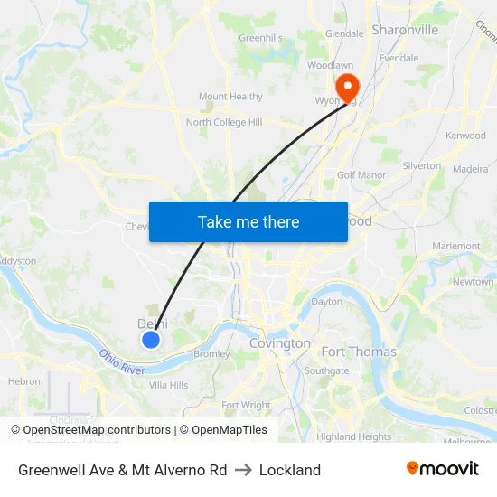 Greenwell Ave & Mt Alverno Rd to Lockland map