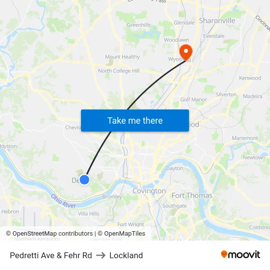 Pedretti Ave & Fehr Rd to Lockland map
