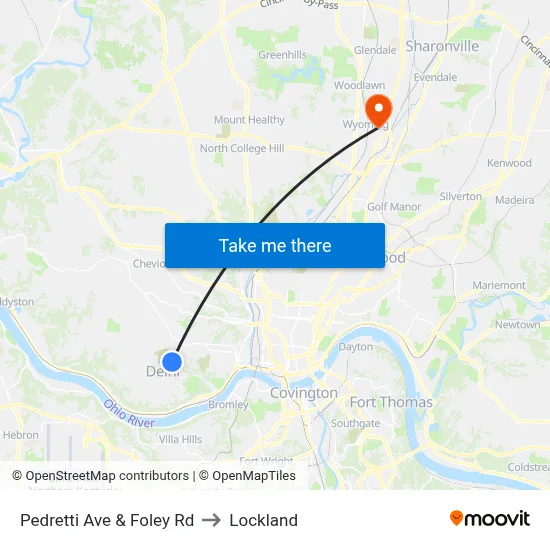 Pedretti Ave & Foley Rd to Lockland map