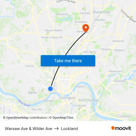 Warsaw Ave & Wilder Ave to Lockland map