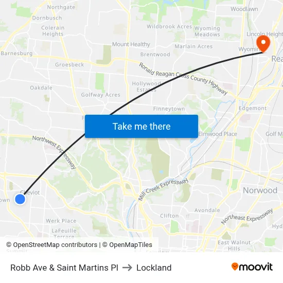 Robb Ave & Saint Martins Pl to Lockland map