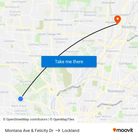 Montana Ave & Felicity Dr to Lockland map