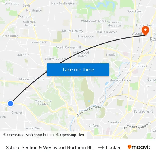 School Section & Westwood Northern Blvd to Lockland map