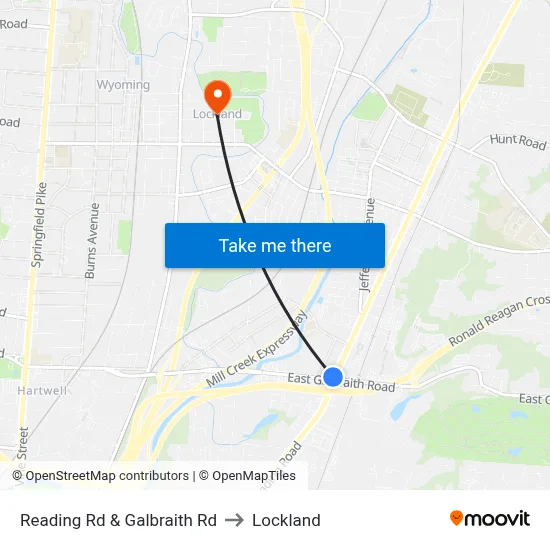Reading Rd & Galbraith Rd to Lockland map